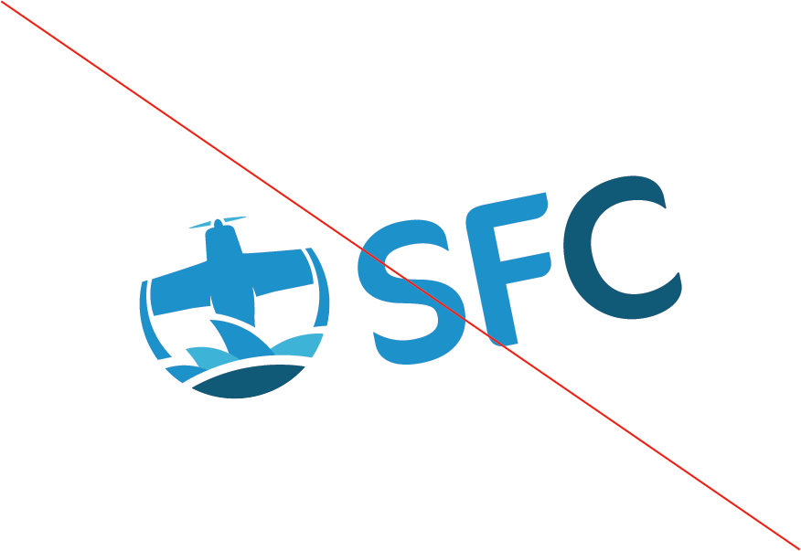 Blue SFC Logo with Red Diagonal Line on a white background