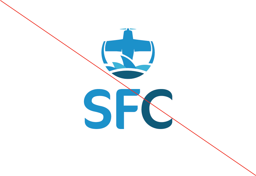 SFC Logo on white backgound with Red Diagonal Line