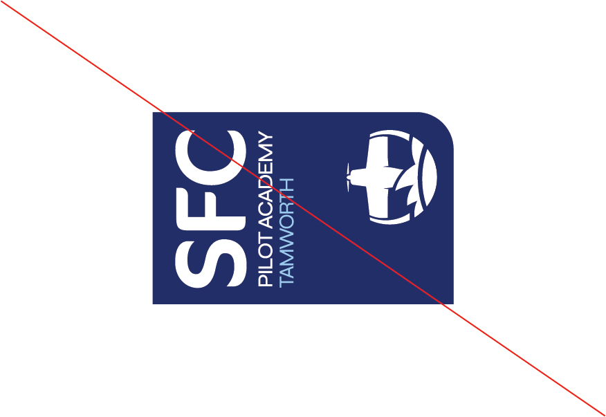 90 Degrees left angle of SFC Pilot Academy Tamworth Logo with Red Diagonal Line