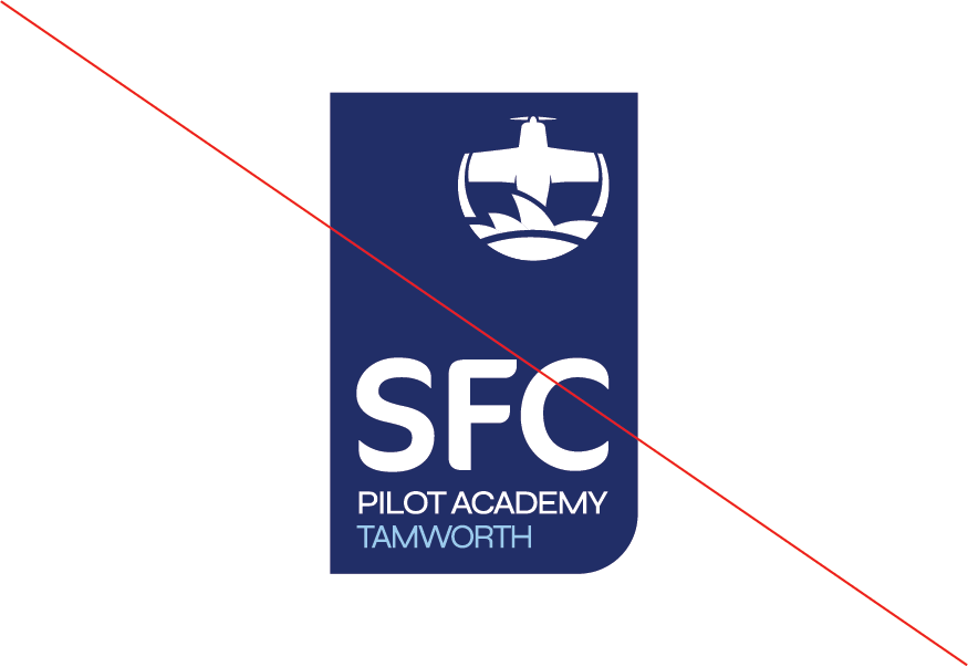SFC Pilot Academy Tamworth Logo with Red Diagonal Line