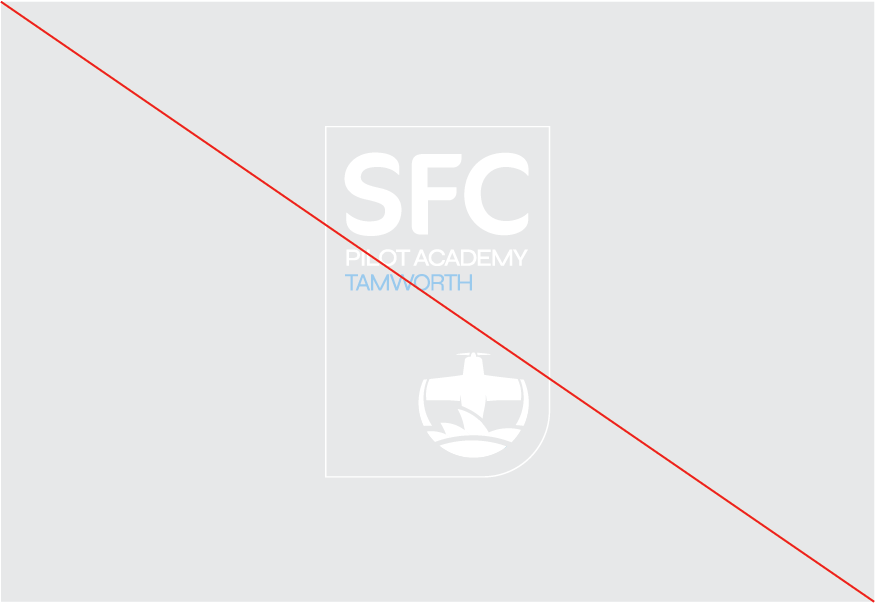 SFC Pilot Academy Tamworth Logo with Red Diagonal Line in grey backgound