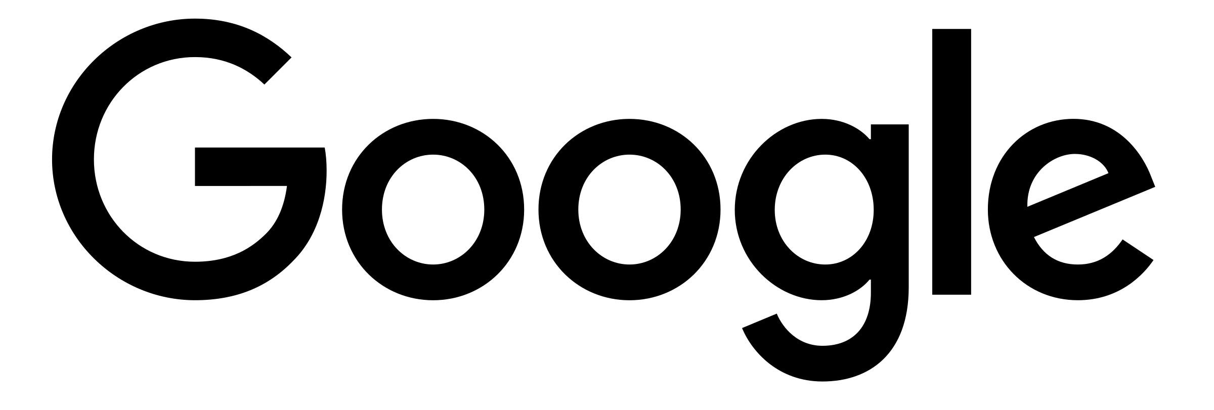 Google wordmark logo in black font against transparent background.