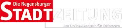 Logo of Die Regensburger Stadtzeitung with the word Stadt highlighted in red and the rest in black and white.