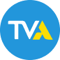 TVA logo with white and yellow letters on a blue circular background.