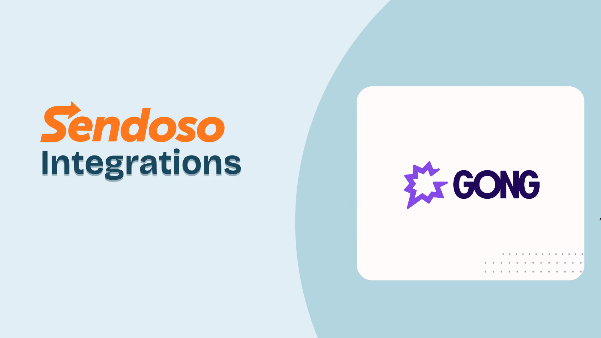 Sendoso Integrations text on left with Gong logo on right on a light blue background.