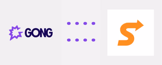 Gong logo connected by dots to the Gong Collectives arrow logo.