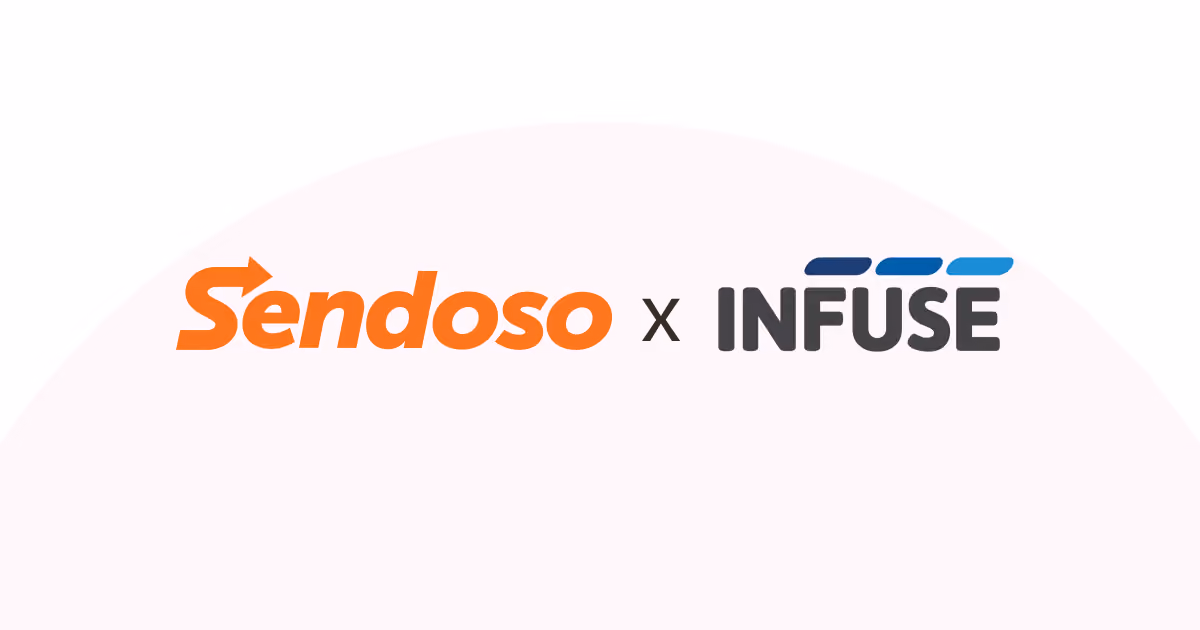 Sendoso and Infuse logos side by side on a white background.