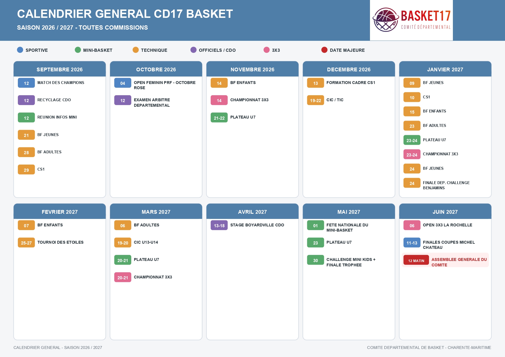CALENDRIER GENERAL 2026-2027