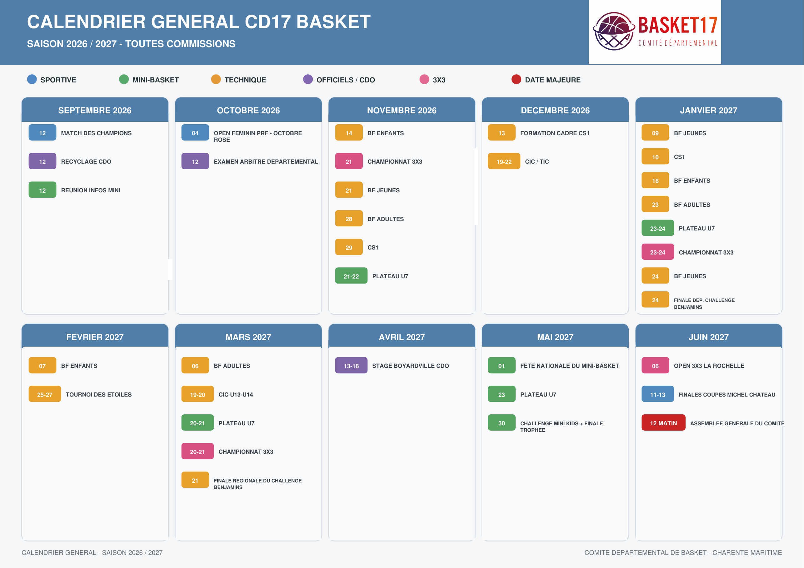 CALENDRIER GENERAL 2026-2027