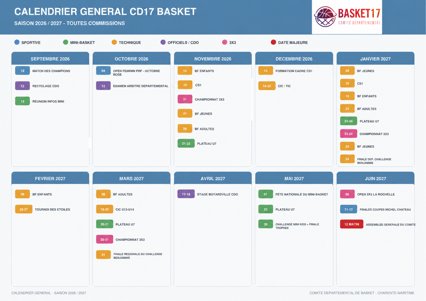CALENDRIER GENERAL 2026-2027