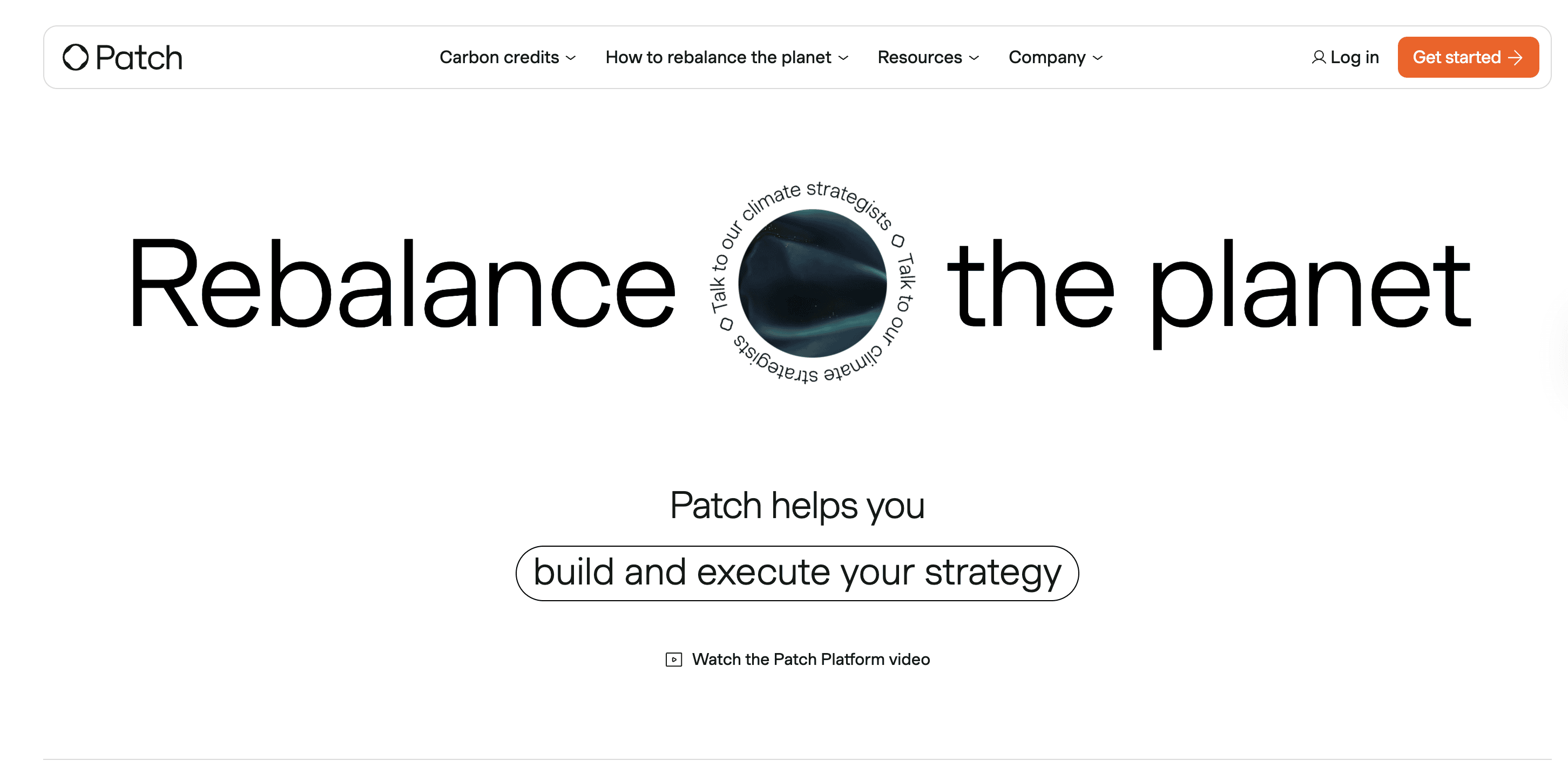Patch CO2-Zertifikate Plattform Startseite mit Marktplatz und API-Positionierung