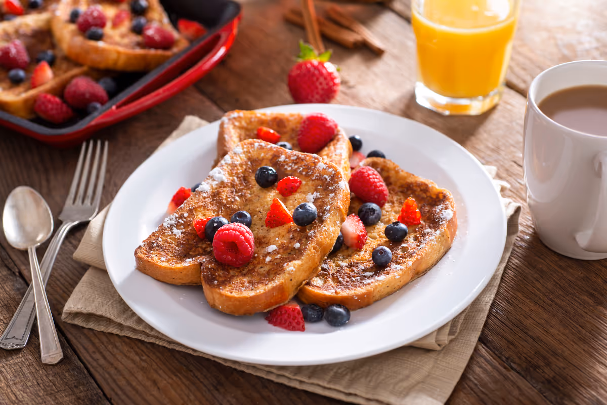 French toast topped with mixed berries