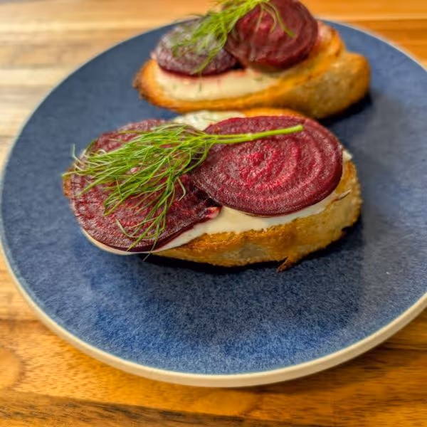 Roasted Beet and Dill Crostini