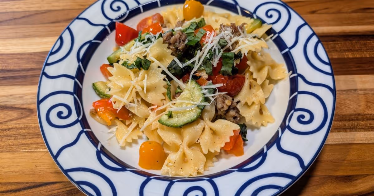 Green Heart Garden | Recipe - Pasta Primavera with Italian Sausage