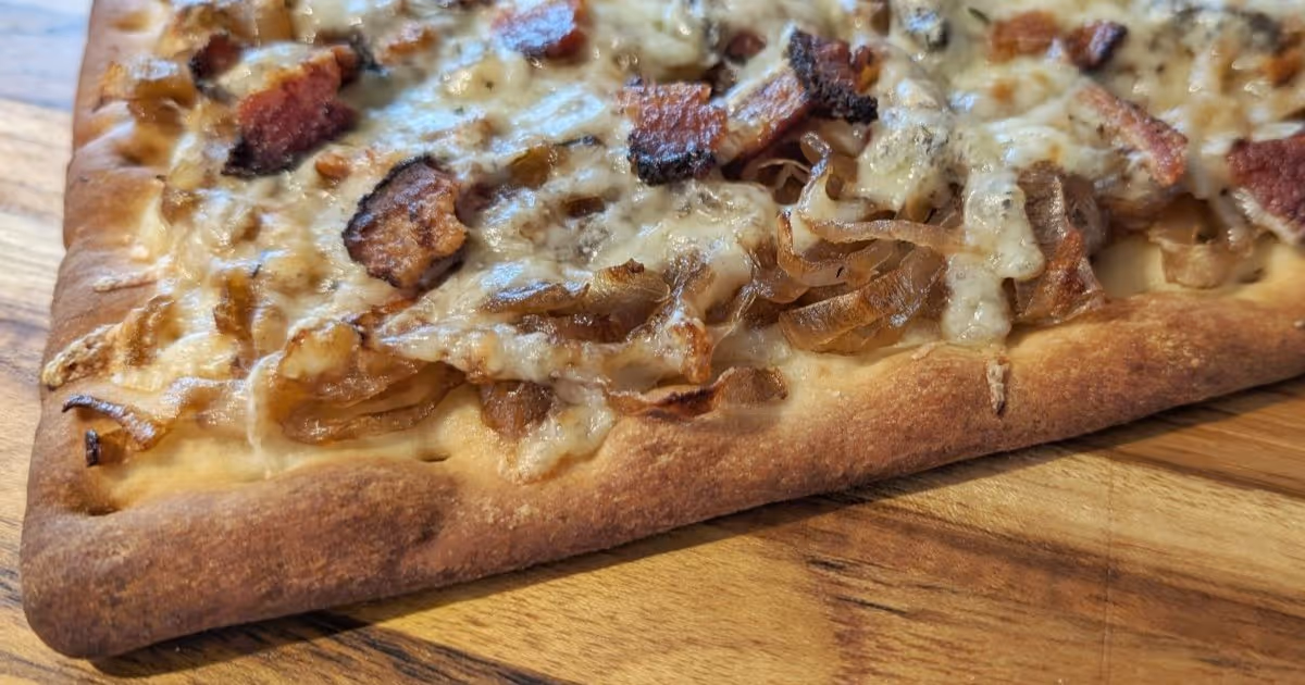 Green Heart Garden | Recipe - Caramelized Onion, Bacon, and Gruyere Flatbreads