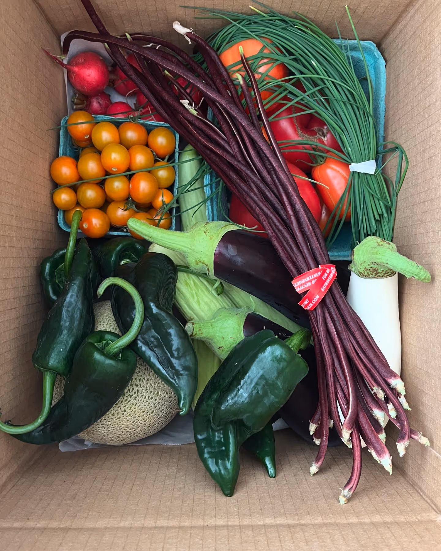 CSA share option, a variety of fresh local produce and eggs