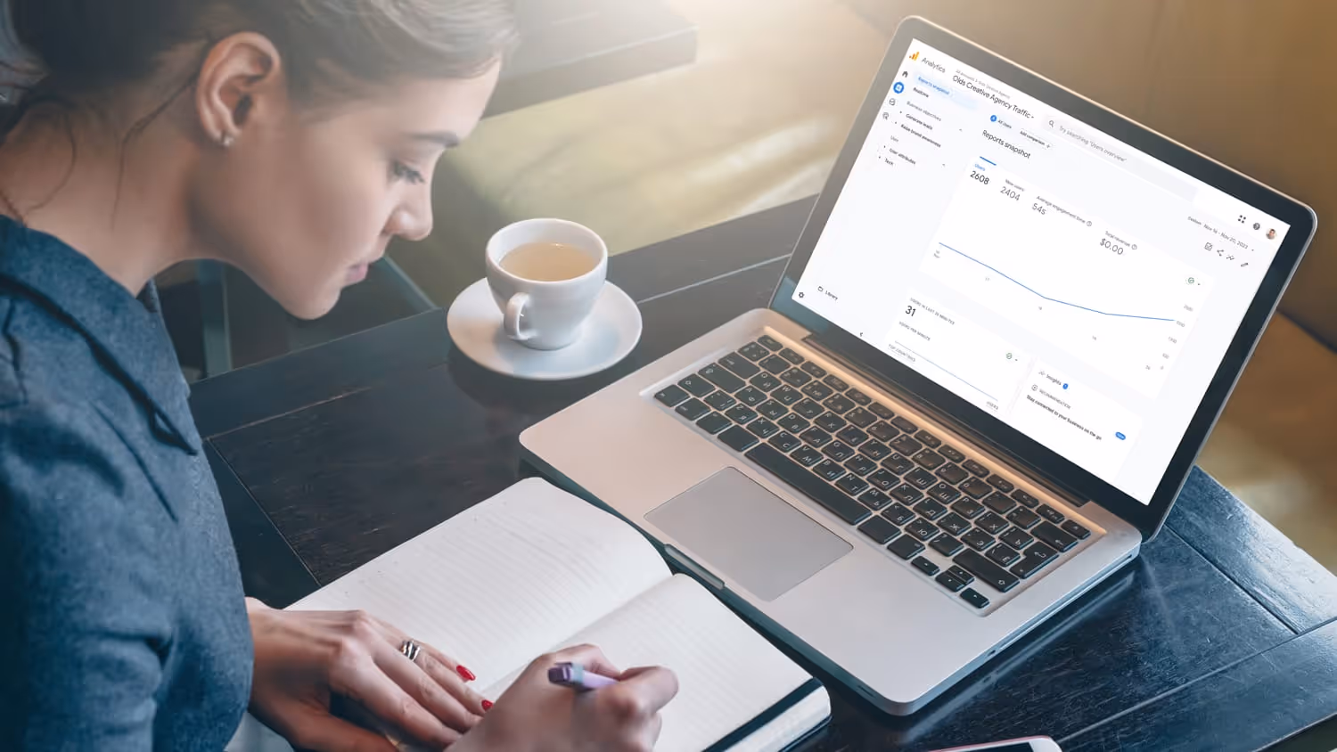 Image showing a women using Google Analytics for her small business