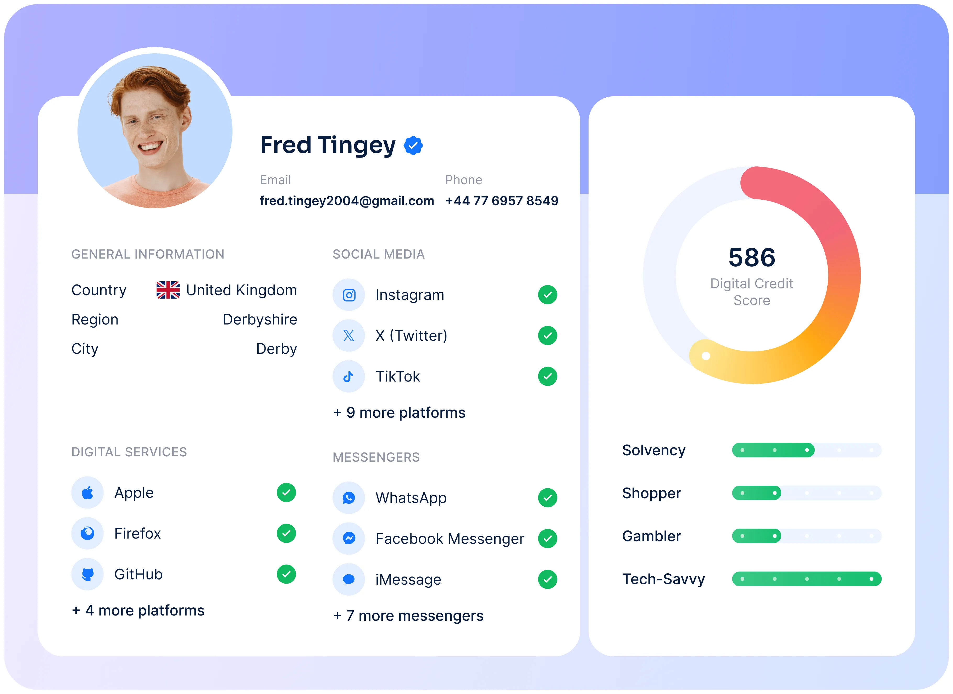 Digital footprint analysis for user