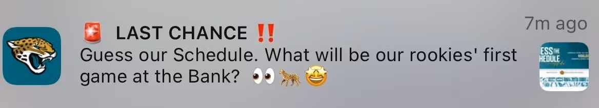 Jaguars push notification