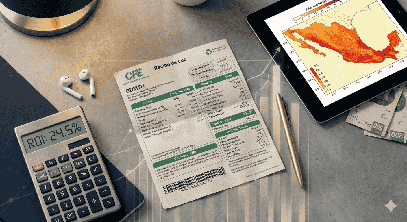 Persona analizando recibo de luz CFE para entender tarifas DAC y Tarifa 1