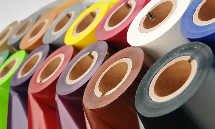 Single colour ribbons and foils for use in a thermal transfer label and tag printer