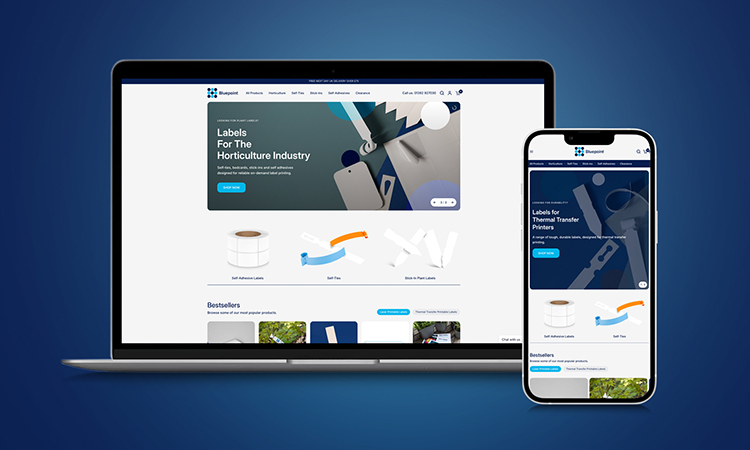 The Bluepoint online store homepage shown on a laptop and a smart phone