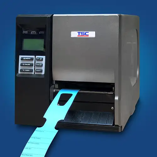 A thermal transfer printer used to print on-demand labels and tags for the food production industry