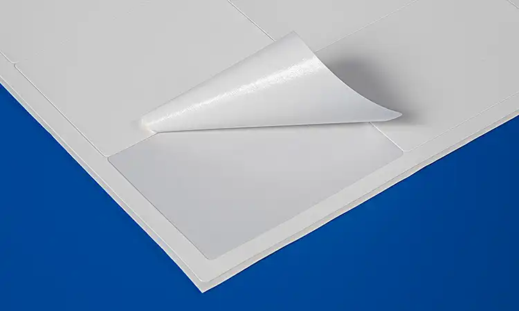 Sheeted self-adhesive labels designed for laser printers