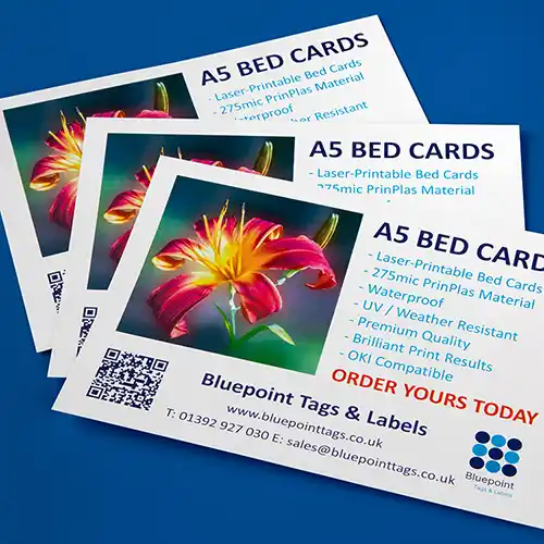 A5 laser printable bed cards optimised for the OKI C650 laser printer