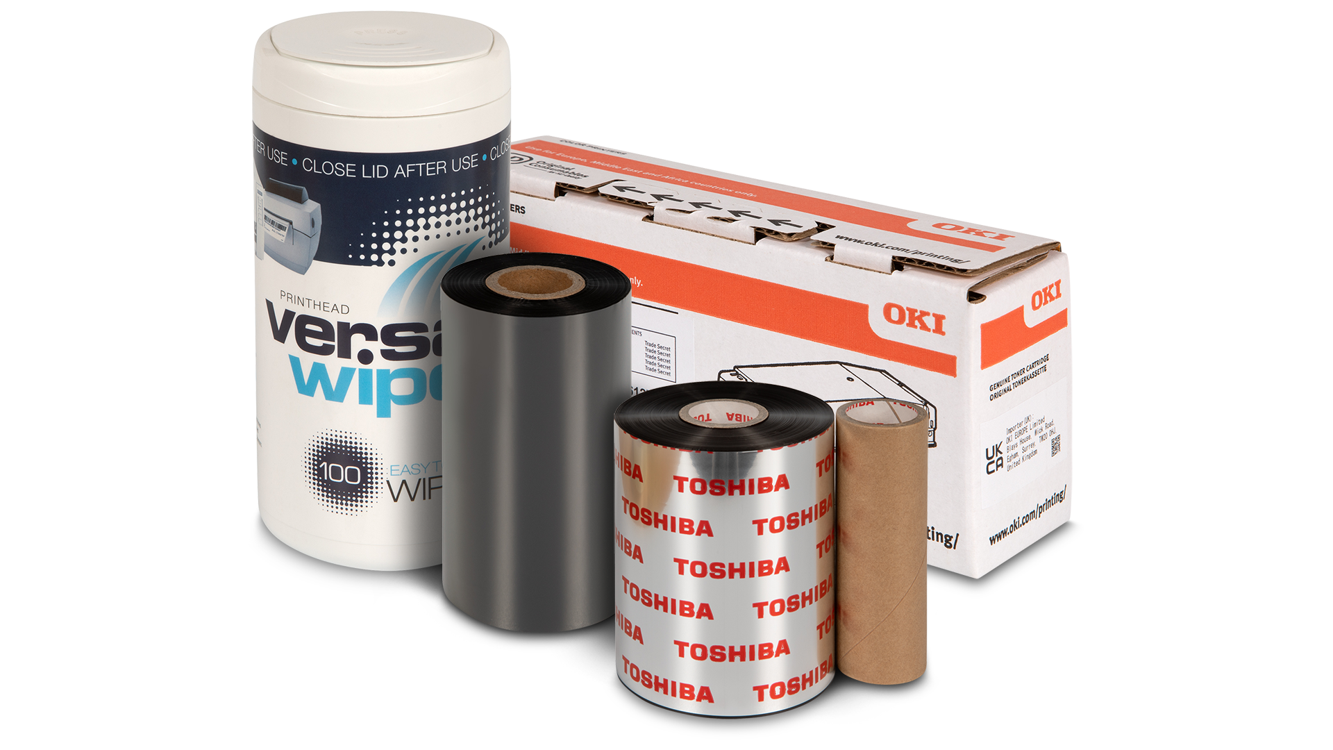A range of printer consumables such as foils and toner cartridges for laser and thermal transfer printers.