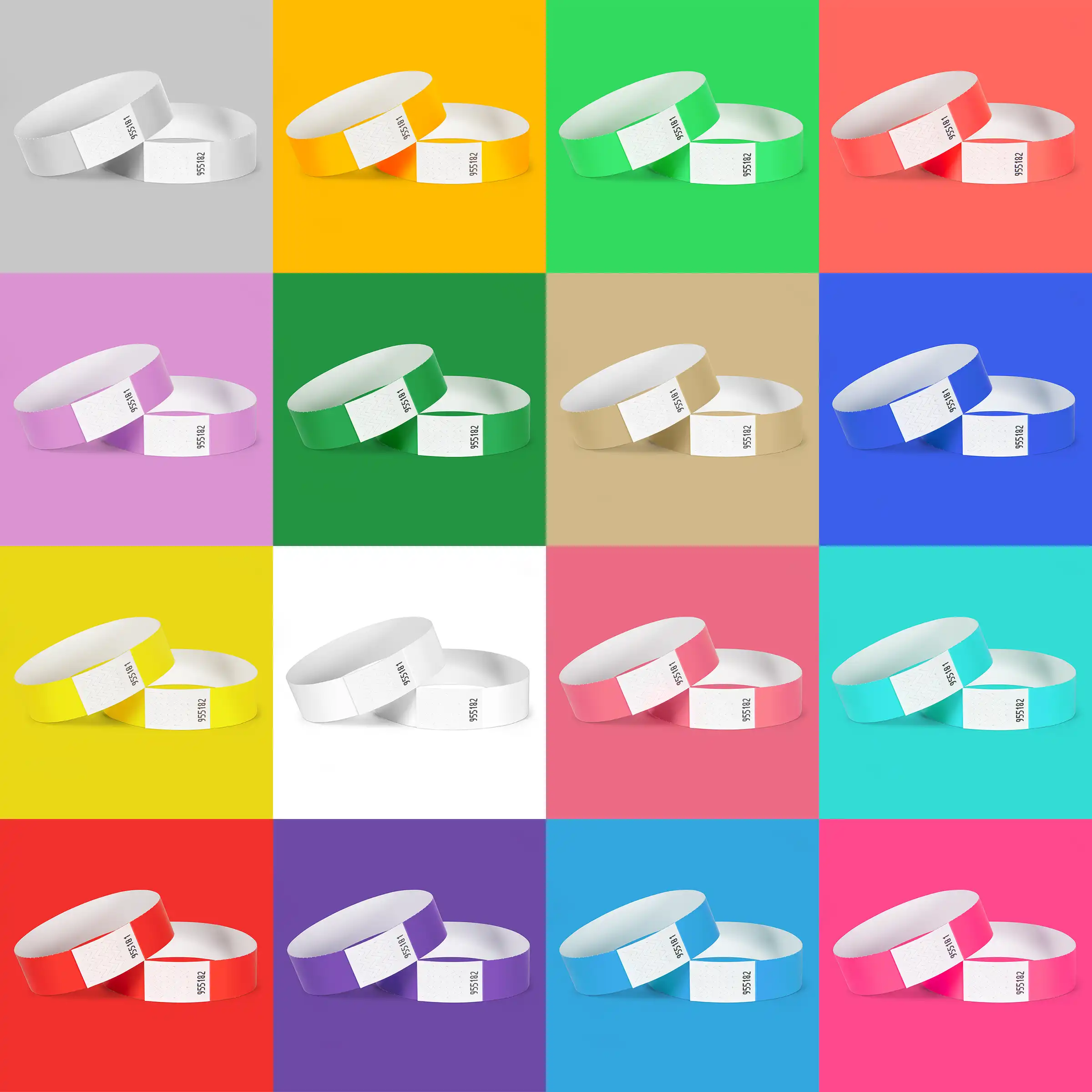 The colour range of eco-friendly sustainably sourced wristbands called Sustainaband