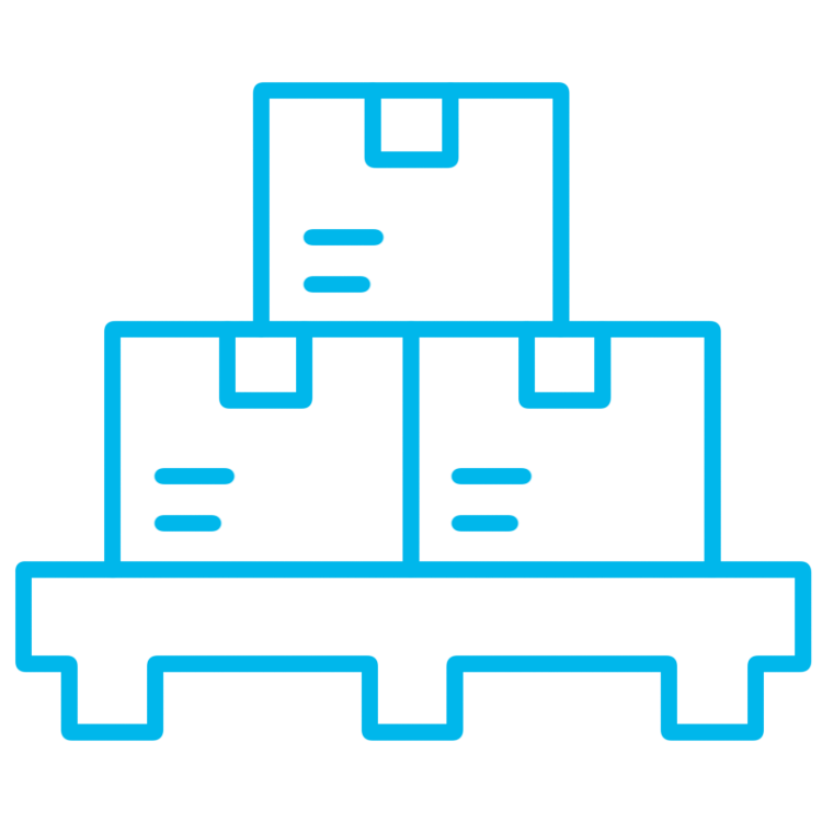 An icon to show wholesale supply by showing boxes on pallets