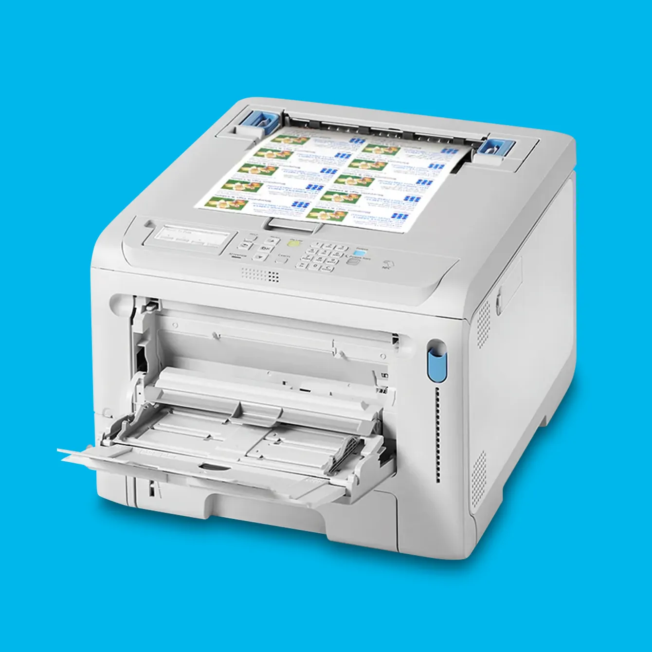 AN OKI C650 laser label printer for printing vibrant industrial labels and tags.