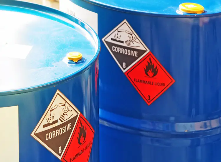 Chemical drum labelling GHS and BS5609 compliant with marine grade adhesives