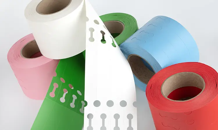 White and coloured plain printable self tie or loop lock labels