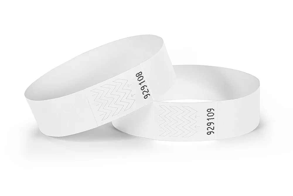 EcoTech Wristband, a sustainably-sourced paper based material, industrially compostable and biodegradable, kerbside recyclable.