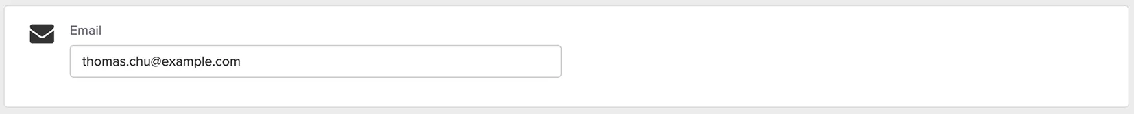Email input field with the address thomas.chu@example.com entered.