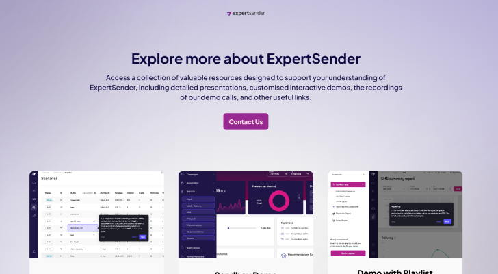 ExpertSender: Guided Demo and Interactive Sandbox