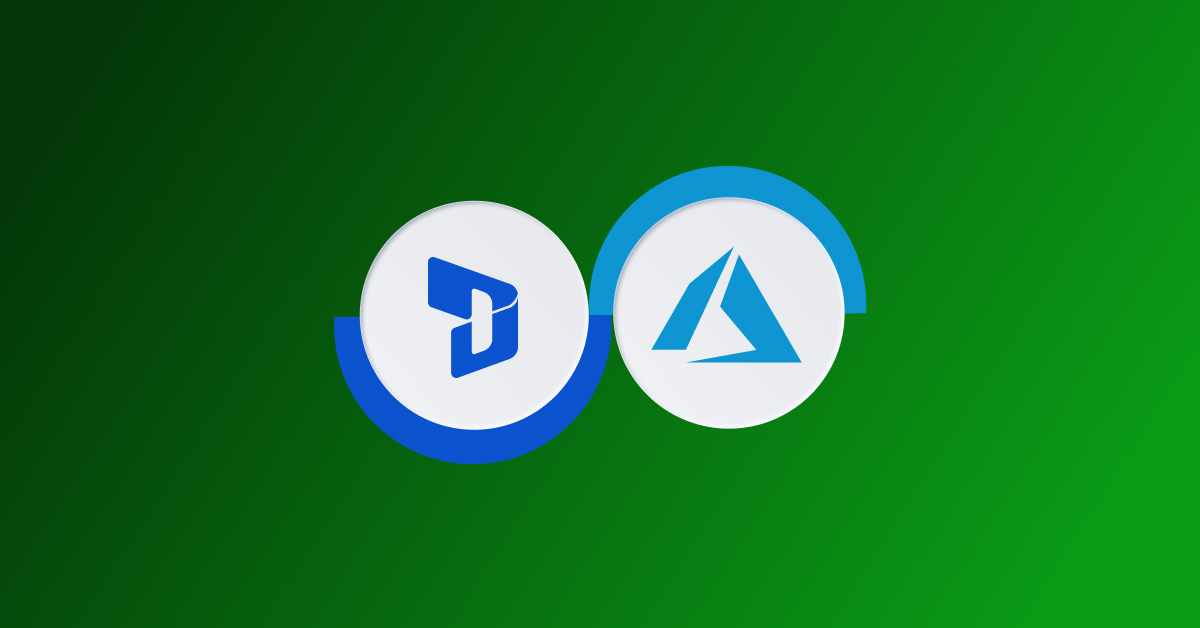 green background with the logos of azure devops and ms dynamics 365