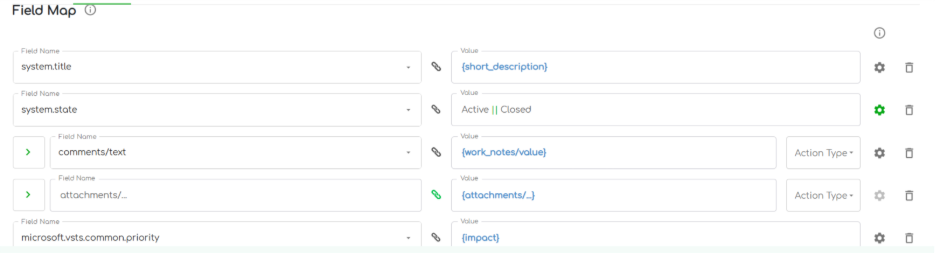 ZigiOps ServiceNow Azure DevOps integration field map details 