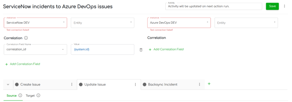 ZigiOps ServiceNow Azure DevOps update issue correlation fields in details 