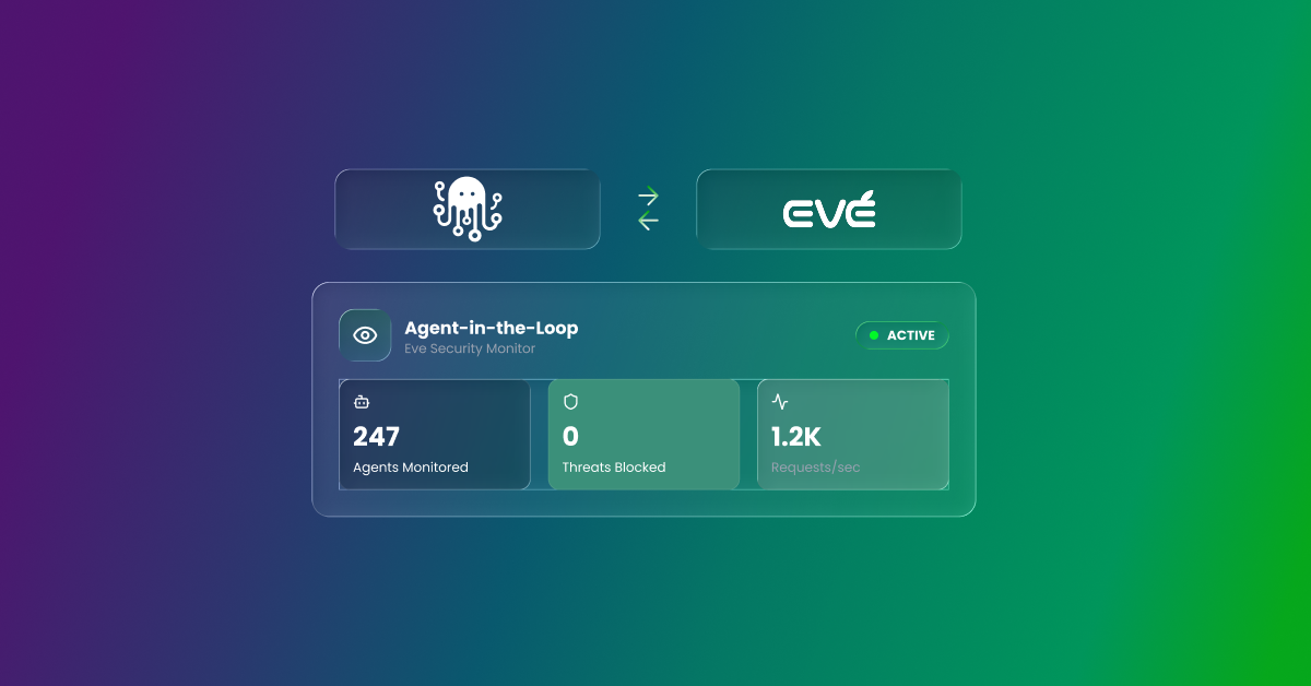ZigiWave enterprise MCP security platform integrated with Eve, providing centralized agent control, real-time request processing, and optimized security performance metrics
