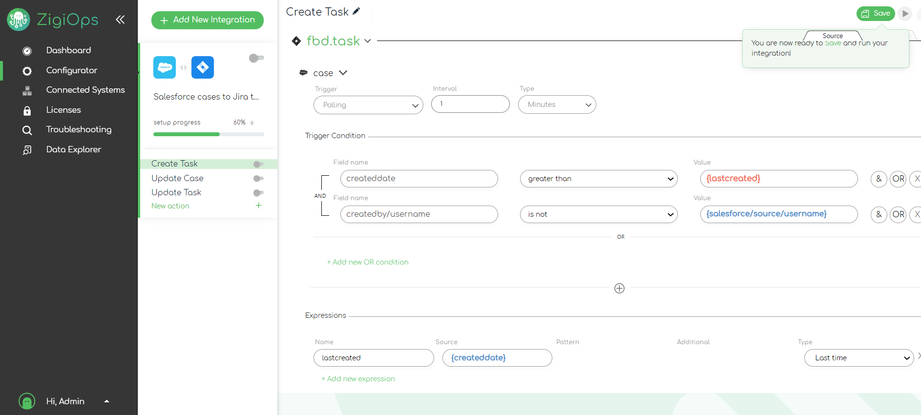 ZigiOps-Jira-Salesforce-integration-Create-task-action- trigger-and-trigger-conditions-fields