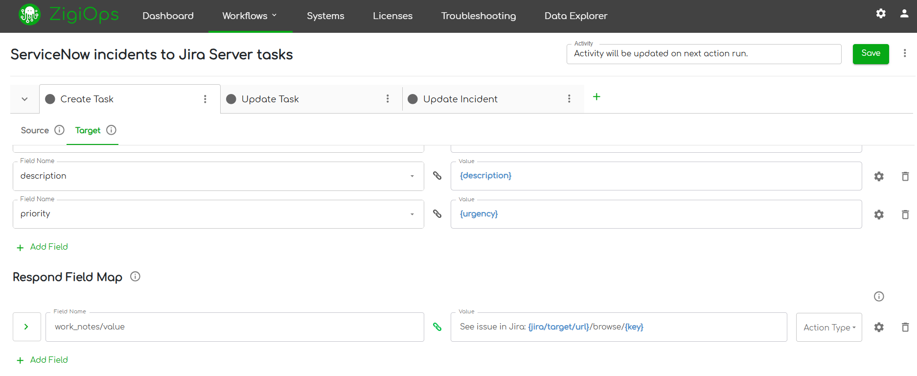 Respond Field Map creating a complete audit trail across MSSP and client systems.