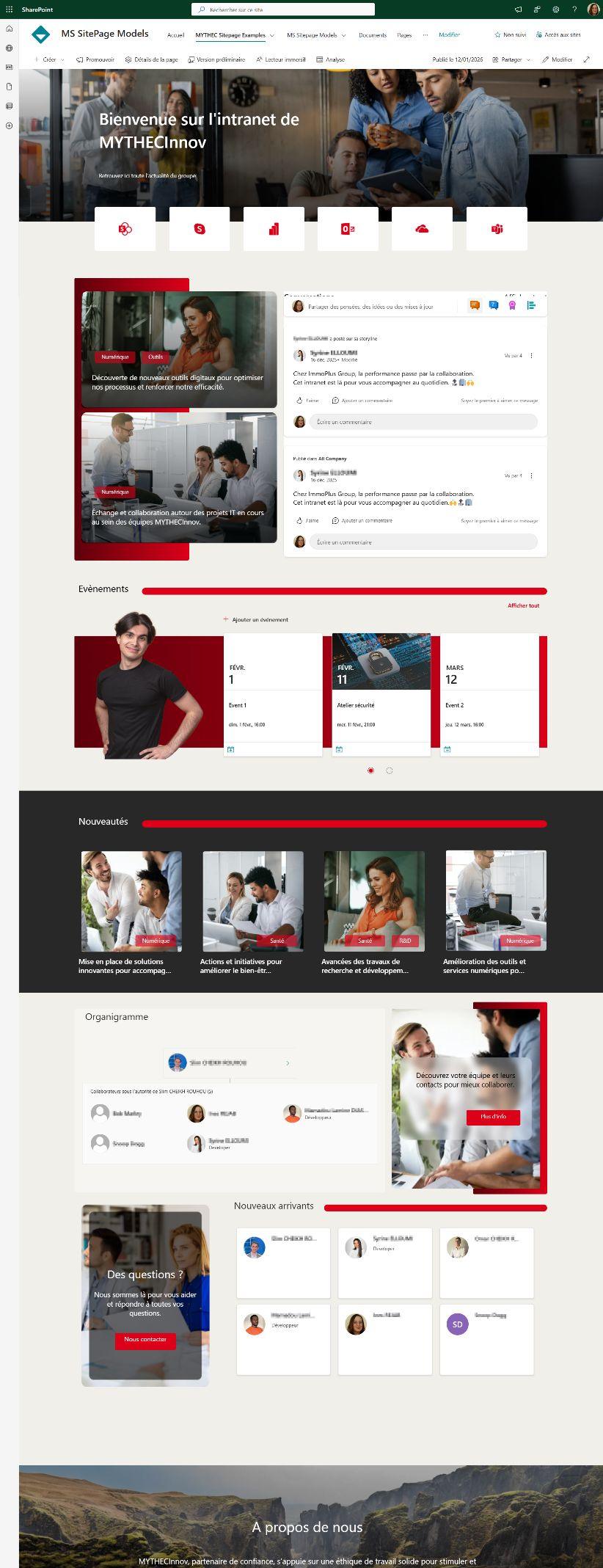Intranet SharePoint natif — Groupe industriel
