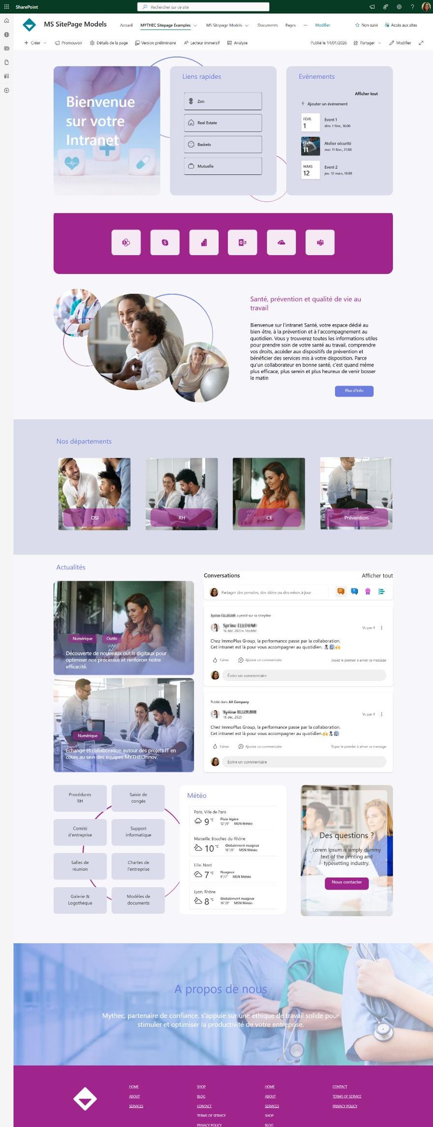 Intranet SharePoint natif — Groupe industriel