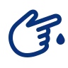 hand icon with drop of blood