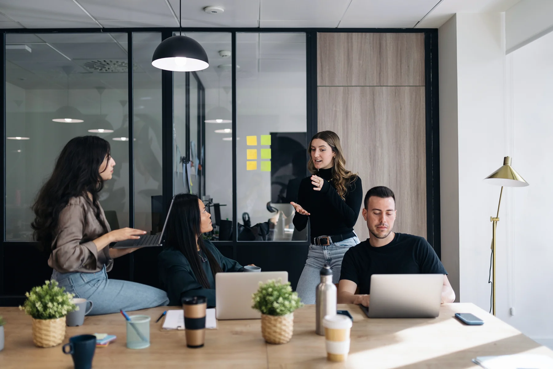 Collaborative workspace with warm natural light