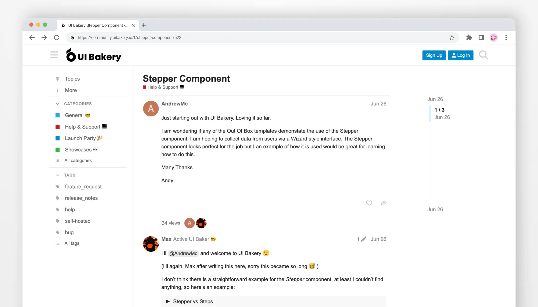 Stepper Component Use Case‍