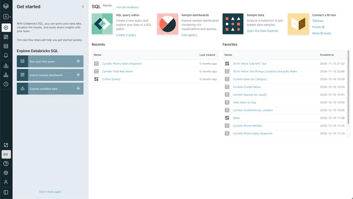 databricks interface